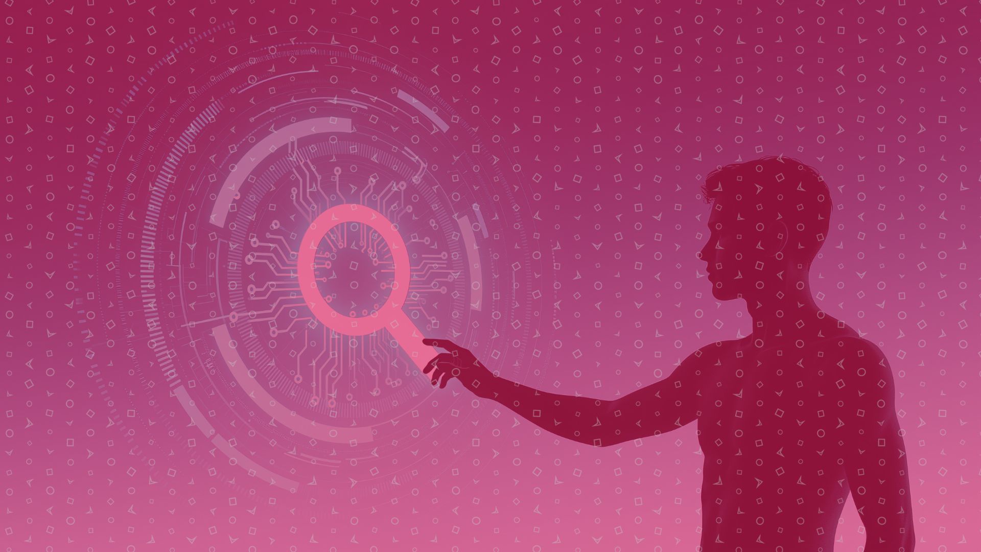 Image of human touching AI search icon.