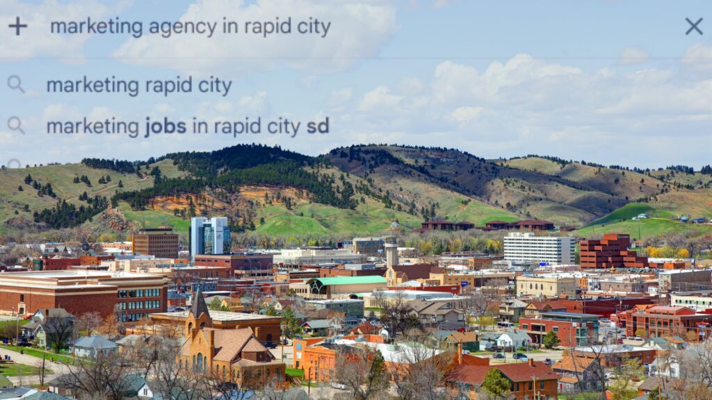 Image of Rapid City, South Dakota with Google Search bar displayed at the top.