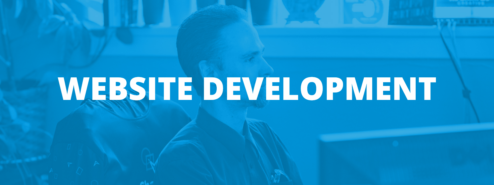 Image of Drew with "Website Development" over image.