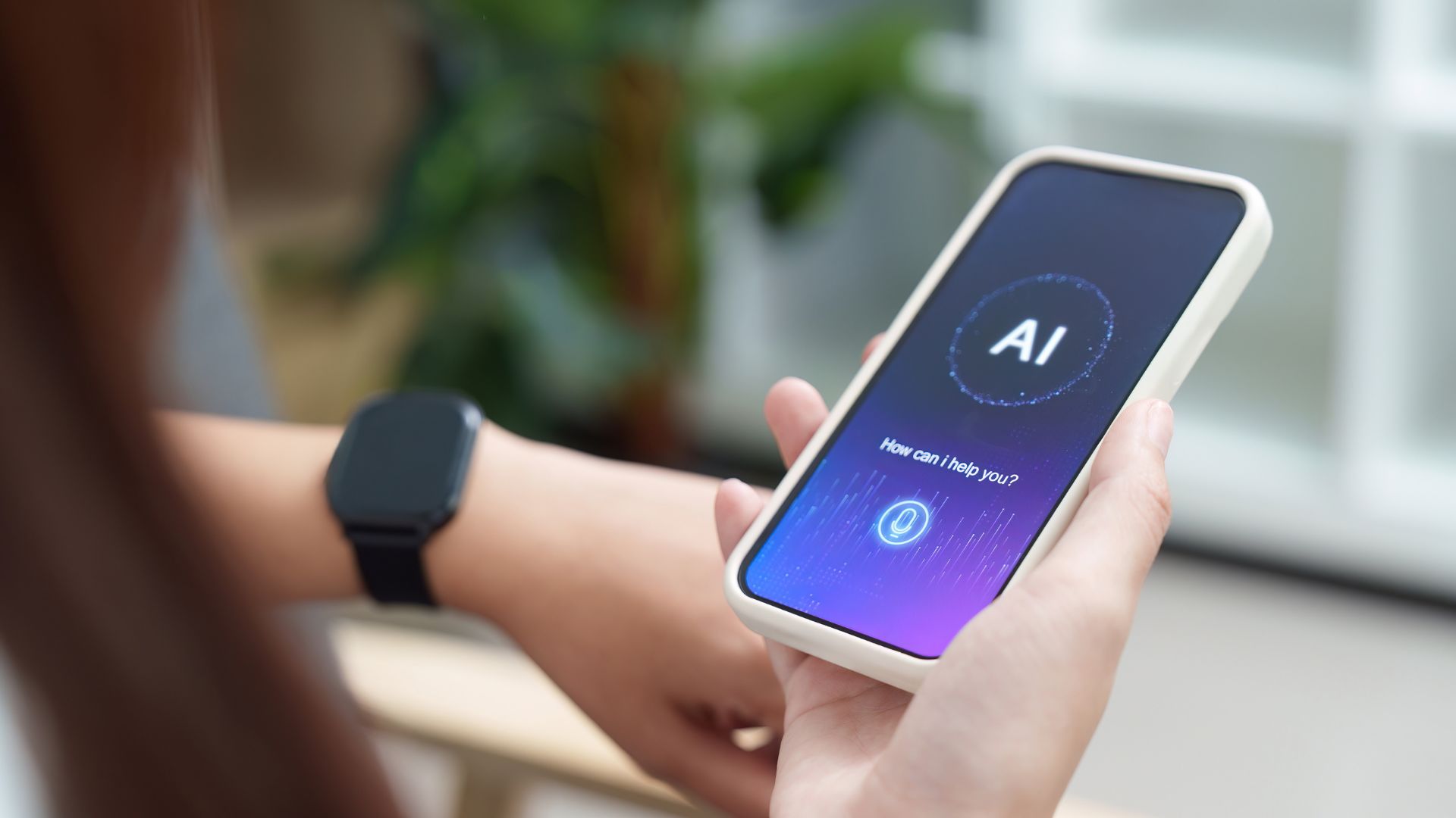 Image of someone using AI chat bot on phone