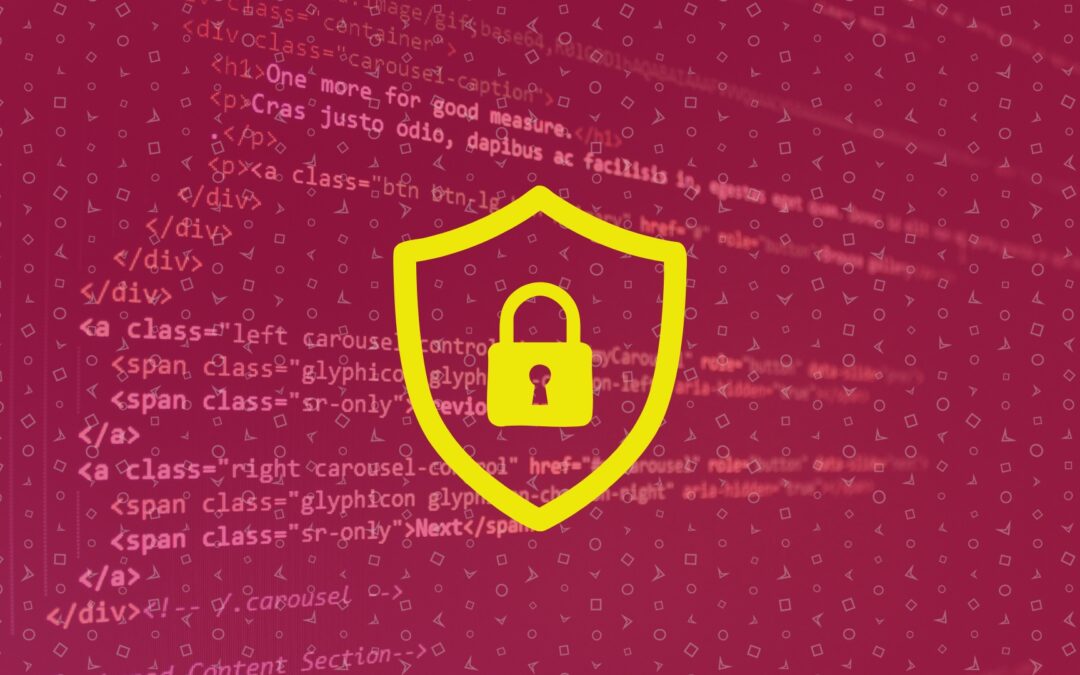 Image of website code with data privacy icon