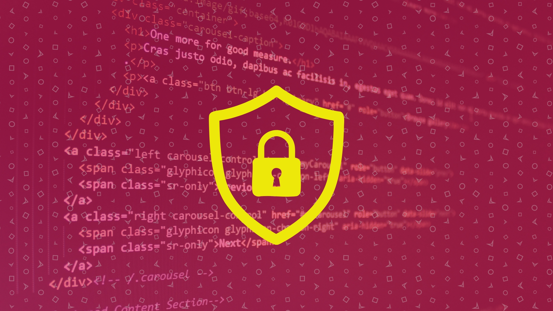 Image of website code with data privacy icon